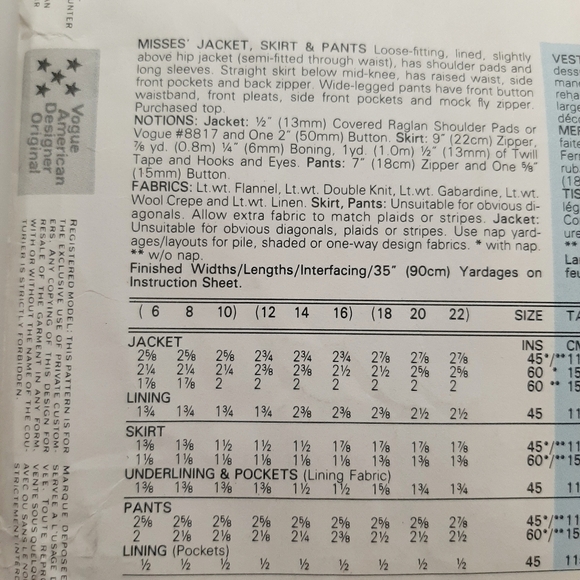 VOGUE ANNE KLEIN PATTERN # 2355 - Picture 8 of 10